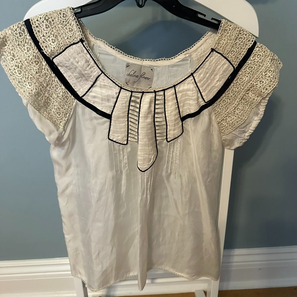 Chelsea Flower White and Brown flowy shirt